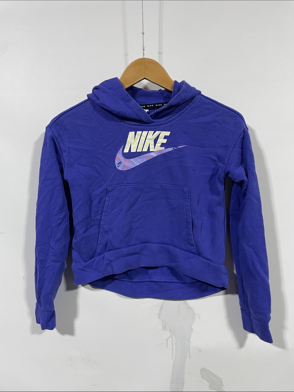 Nike Girls Purple Pullover Hoodie with Swoosh Logo